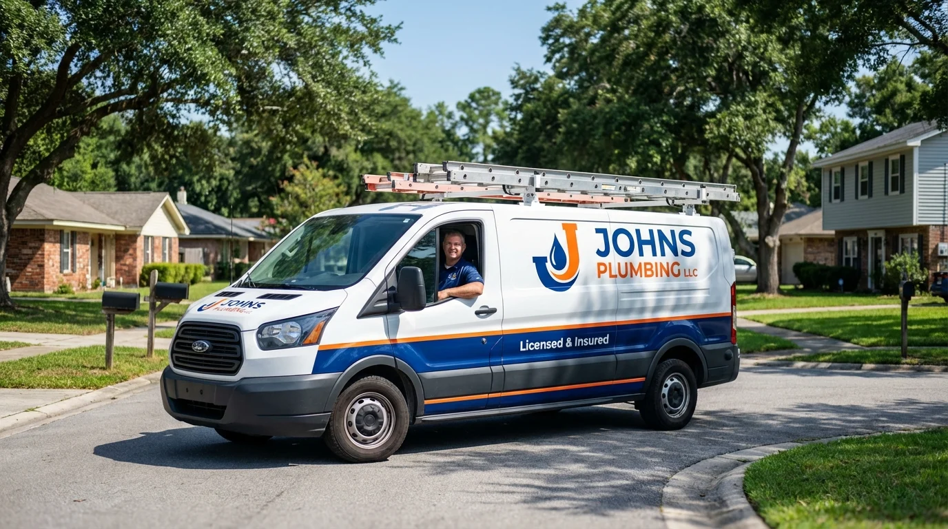 Johns Plumbing LLC service van in Chelsea, VT